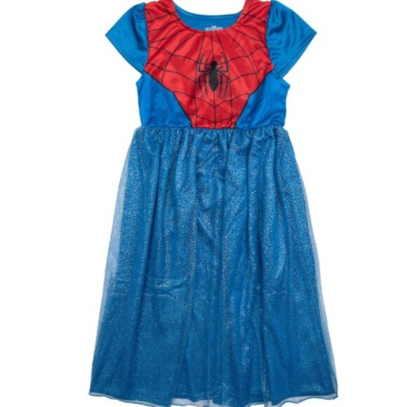 Disney Marvel Brand Girl's size 2T Spiderman Fantasy Nightgown Sparkle Overlay - Picture 1 of 5